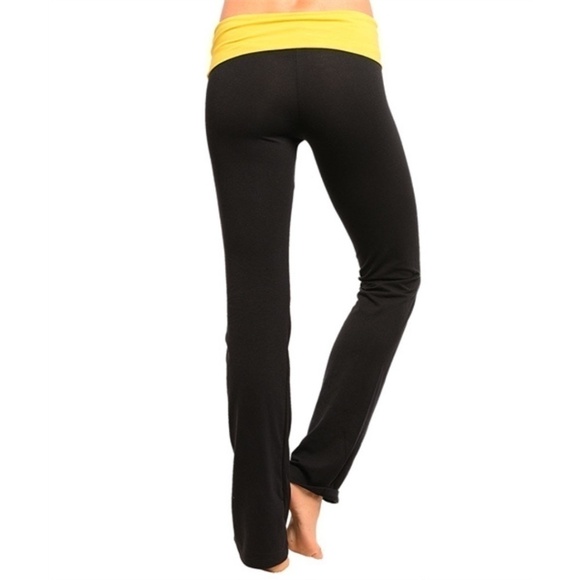 Women's Black and Yellow Yoga Pants - Picture 2 of 2